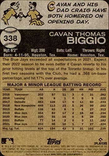 2022 Topps Heritage 338 Каван Биджио Торонто Блу Джейс-Ню Йорк-MT MLB Бейзбол