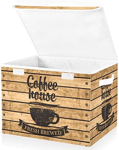 innewgogo Coffee Cup House Дървени Кутии за съхранение с Капак за организиране на Контейнери-Организаторите с Дръжки