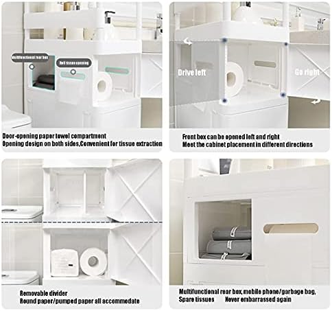 KAIKEA Лек и издръжлив Страничен шкаф за Баня, Шкафове за съхранение на Тоалетни, Тесен Шкаф, Етаж самостоятелен Висок Шкаф