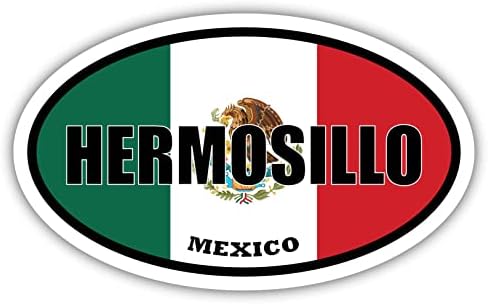 Эрмосильо Знаме на Мексико Овални Стикер Vinyl Стикер На Бронята 3x5 инча