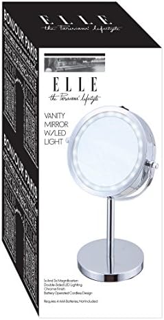 Огледало Elle Vanity Light Up с led подсветка и 3-кратно увеличение за нанасяне на грим, козметика и грижа за кожата