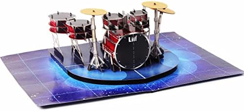 Всплывающая картичка Liif Performance Drum Kid 3D, Поздравителна Картичка За Рожден Ден За един Музикант, Подаръци Барабанщику