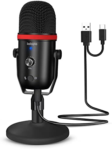 Микрофон за подкаст iQlQPQ USB микрофон за телефон, КОМПЮТЪР/лаптоп/PS4/5, Професионален ASMR-микрофон с шумопотискане,