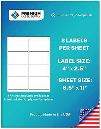 Етикети премиум-клас с бели стикери за доставка/пощенски – 4 x 2.5 – Съвместими с лазерна/мастилено-струйни обработка