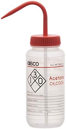 Бутилка за измиване на ацетон, 500 мл - С цветен етикетиране на химични вещества и на информацията за сигурността (2