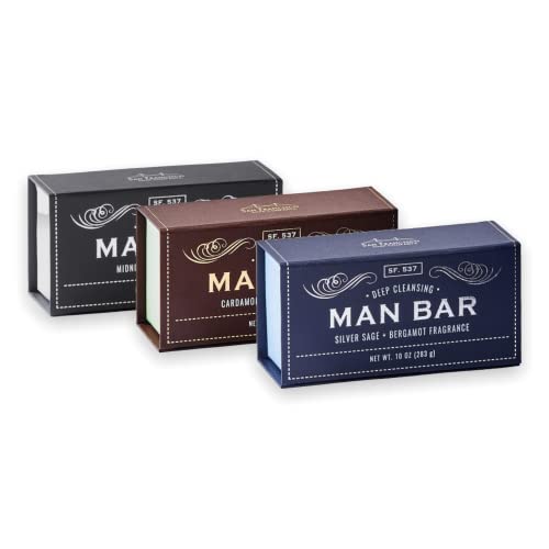 Комплект мъжки блокчета San Francisco Soap Company от 3 блокчета по 10 грама. Парчета сапун (Крайбрежни перки, кардамон + хвойна,