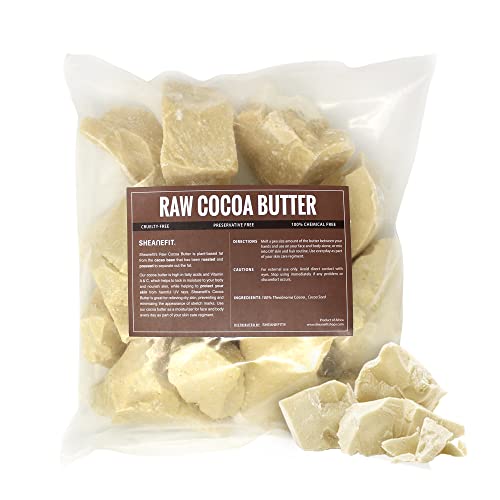 Натурално какаово масло Sheanefit Raw Chunk - Овлажняващ крем масло за тяло, без химикали, идеално за приготвяне