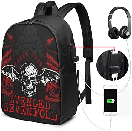 DamaYong Avenged Music Sevenfold Band Раница за Лаптоп за Жени и Мъже, Училищен Раница за Колеж с USB Порт За Зареждане