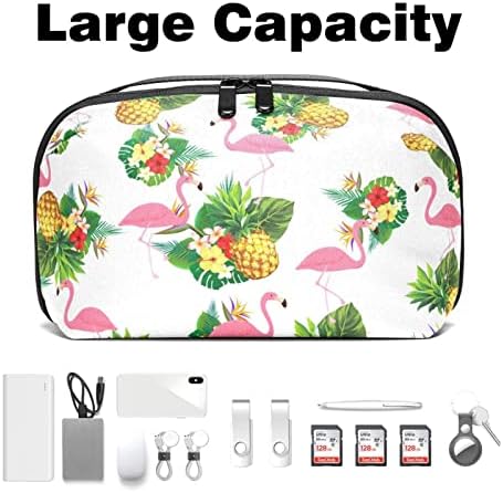 Калъф за носене, чанта, USB-кабел, органайзер, джобен аксесоар, портфейл с цип, жар птица, тропическата палмова лист, ананас