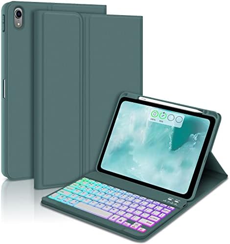 GOOJODOQ 7 Цвята Калъф за клавиатура с подсветка за iPad Air 5/4-то поколение 2022/2020 10,9 см -свалящ за клавиатура