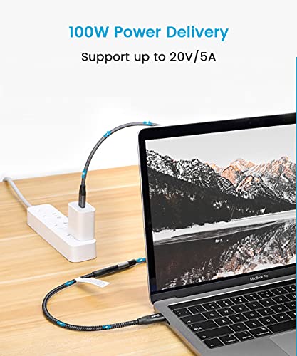 Кабел-удължител SUMLETT USB C, (2 фута/0,6 м) удължителен кабел USB 3.1 Gen 2 Type C между мъжете и жените Поддържа изход PD 100 W/10 gbps/4K @ 60 Hz за MacBook Pro/Air, iPad Pro 2018/2020, Galaxy S21 /20/Note 20