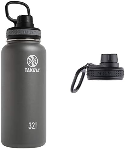 Бутилка за вода Takeya Originals С вакуумна изолация от Неръждаема Стомана, 32 Грама, Графитовая Смяна на бутилки Originals, Чучур, Черен