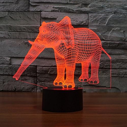 3D Слон лека нощ USB Сензорен Прекъсвач Декор Тенис на Маса Оптична Илюзия Лампи 7 Цвята Променя Светлини Led Настолна Лампа