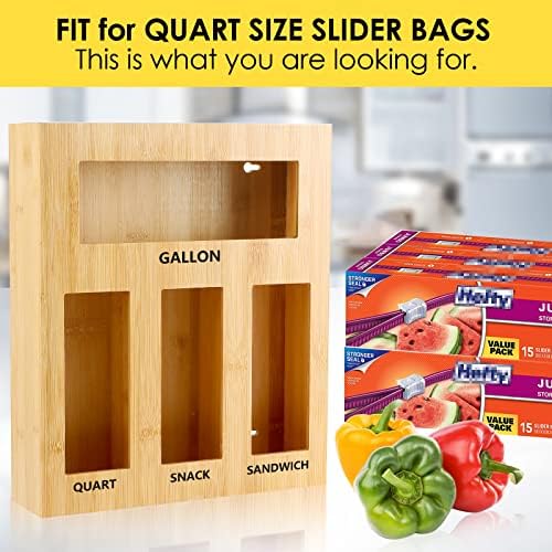 Органайзер за съхранение на чанти със стикери за Кухненско чекмедже, Бамбук Органайзер за съхранение на продукти,
