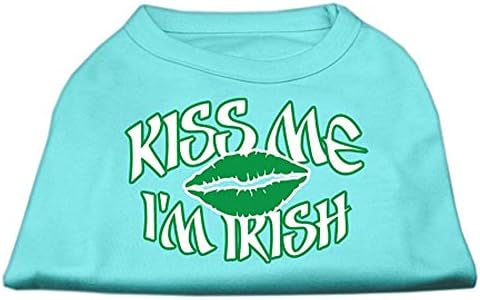 Mirage Стоки за домашни любимци, Облекло За Кутрета Облекло Oufit Костюм Kiss Me, I ' m Irish Тениска с Трафаретным принтом Aqua Medium (12)