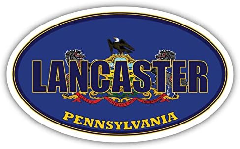 Ланкастър Сити Флаг на щата Пенсилвания | PA Флаг Окръг Ланкастър Овална форма Цвят на щата Стикер Върху Бронята на Колата Стикер 3x5 инча
