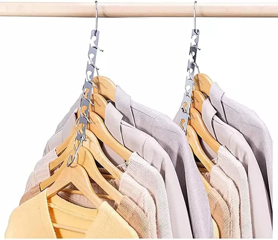 RWeLit Комплект от 6 Магически закачалки за дрехи Компактни закачалки за тежки дрехи Smart Closet Saver – Неръждаема
