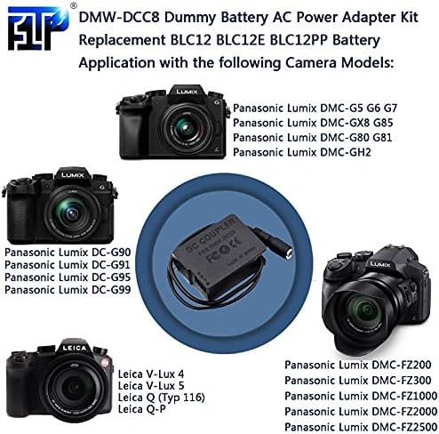 F1TP DMW-DCC8 Конектор dc BLC12 Фиктивен Батерия USB-C Комплект За смяна на DMW-AC8 AC10 Адаптер за фотоапарат Panasonic