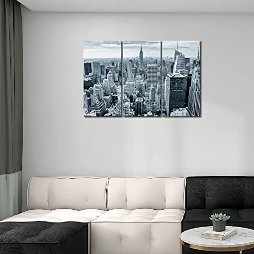 My Easy Art New York Wall Art Decorlight сиво-синьо Хоризонт на Съединените Щати, Град Ню Йорк, Черно-Бели рисунки върху Платно,