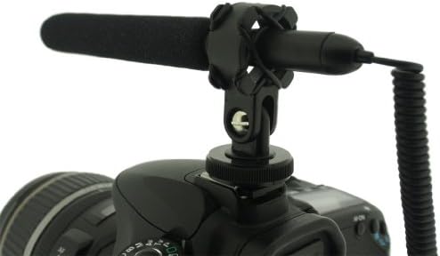 Изключително тънък и лек Кондензаторен микрофон-пушка Polaroid Pro Видео с амортизатором за видеокамера Samsung HMX-F80,