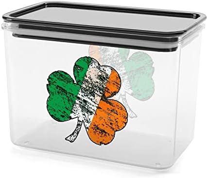 Ирландска Детелина Кутия За Съхранение Пластмасов Контейнер-Органайзер за Хранителни Продукти Бидони с Капак за Кухни