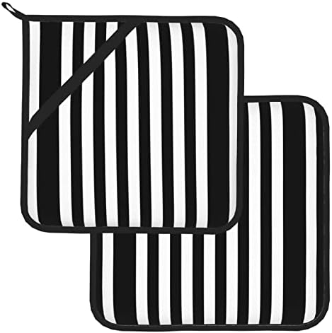 Квадратна Изолирано Поставка за тиган в черно-бяла ивица -8х8 инча (от две части) е Дебела, Термостойкая изолация.