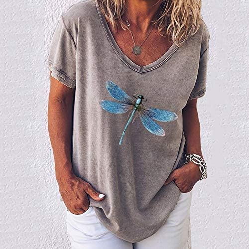 Блузи с кръгло деколте, Леки Графични Основни Тениски Свободно Намаляване с Дълъг Ръкав за Жени, Модни Ежедневни Летни