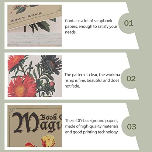EXCEART Ретро Декор 200-Листа, Ретро Албум За Изрезки Материал Набор от Хартия Природна Колекция Растение Натурален Цвете