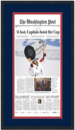 Декорирани в рамка Washington Post На корицата На хокей вестници Last Capitals 2018 Stanley Cup Champions 17x27 Професионално Matte снимка