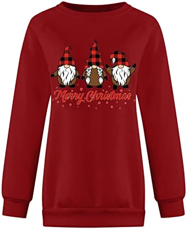 Пуловер с дълъг ръкав, Свободна Жена Hoody, Графични блузи, Модни Красиви Върхове с кръгло деколте, Коледни Жилетки