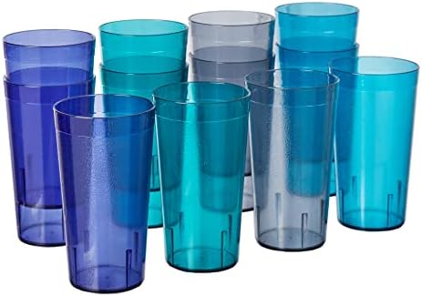 Чаши за вода в стил американски акрилни кафене на 20 грама, штабелируемые в крайбрежните цвята, комплект от 12