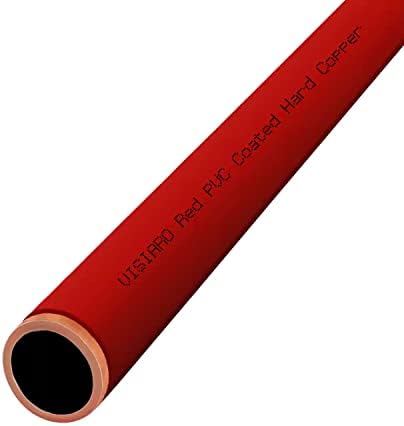 Тръба от твърди медни Visiaro Red с PVC покритие, 10 фута, Външен диаметър 10 мм, Дебелина на стената от 19