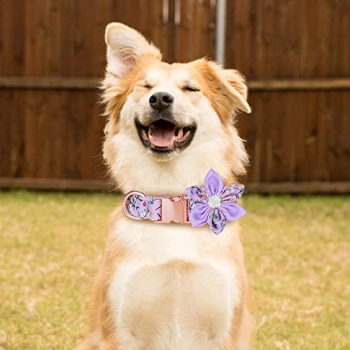 Яка TDTOK за малки кучета със средни размери, Сладък нашийник за кучета с подвижна метална катарама във формата на Цвете, Регулируема Цветя Модел, Меки и Удобни памучн