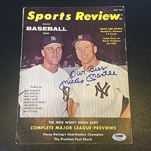 Красив Мики Мэнтл Подписа договор със спортен списание 1962 г. с Роджър Марисом PSA DNA COA - Списания MLB с автограф