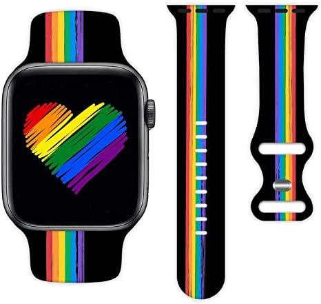 Каишка за часовник Pride Rainbow е Съвместим с Apple Watch 38 мм 40 мм 41 мм 42 мм 44 мм 45 мм Силиконови Гривни Смяна