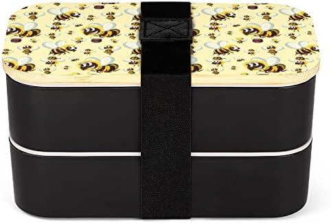 Двупластова кутия за обяд Bento Bumble Bee с Набор от ястия Штабелируемый Контейнер за Обяд включва 2 Контейнера