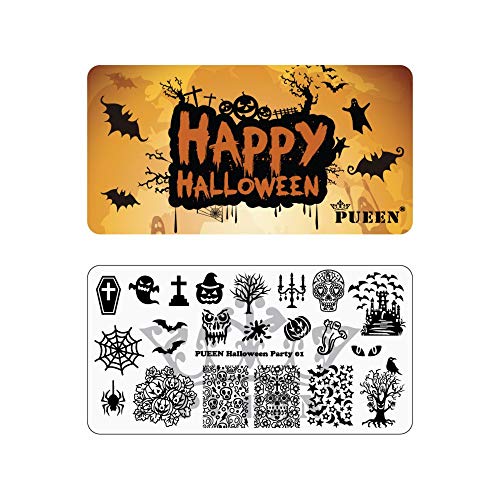 Табела за стемпинга PUEEN маникюр - Halloween Party 01 - Колекция от тематични паркове 125x65 мм, Комплект аксесоари за маникюрных