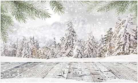 Керамични Държач за четка за зъби Ambesonne Winter, Абстрактна Коледна Тема, Заснеженный гора и Изображение на Дървена