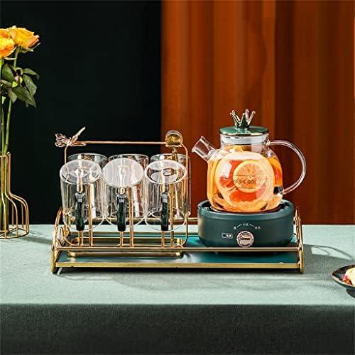 YXBDN Чай в Скандинавски стил с Подгряващата основа, Домакински Топлоустойчива Стъклена кана за Следобеден Цвете