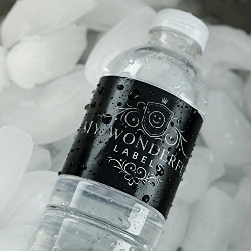 Дизайнерски сватбени Етикети за бутилки за вода с монограм от Зебло Отлични за Годеж Парти в чест на Младоженци