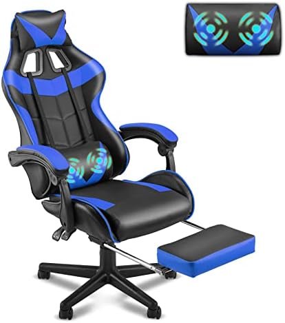 Игралното стол Soontrans Blue с поставка за краката,Игралното Компютърен стол, Офис Игралното стол с Ергономичен Геймерское