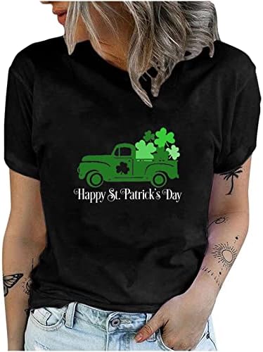 Дамска Лятна Тениска Happy St Patricks Day, Риза с къс ръкав, с Автобус, Детелина, Новост, Графични Тениски, Топ, Блуза
