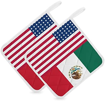 Кухненски ръкавици с Мексиканския Флаг на САЩ, Топлоустойчива Поставка за Топли Ястия, кухненски ръкавици за Готвене, Кухненски