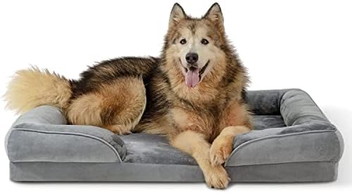 Голяма Ортопедично легло за Кучета, Поролоновый диван с Нескользящим Дъно, Сваляща се Моющийся Калъф за Големи Кучета,