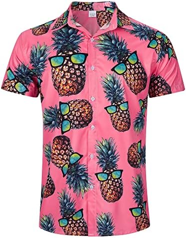RAISEVERN/ Мъжки Ризи с копчета, Приталенная Риза с Къс Ръкав, Ежедневни Хавайски Летни Плажни Ризи Aloha за