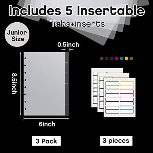 15 Листа Разделители Junior Поли Tab, за тетрадки книги в твърди корици на диска, за да проверите за планиране на корици