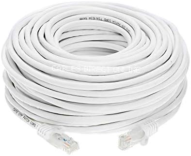 Кабели директно Онлайн Бял 100 фута Мрежов кабел Cat6 Ethernet RJ-45 Интернет-Модем, Пач-Кабел