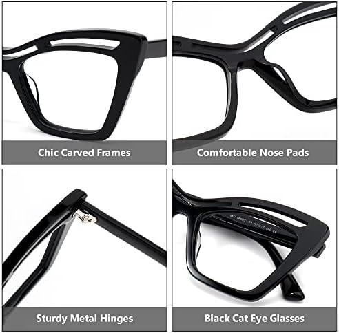 Zeelool Модни Ацетатные Очила в Рамки очила Котешко око на Големия размер, с безрецептурными Прозрачни лещи за Жени Arsolon ZJGA165651