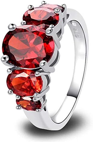 Ploy Pailin (червен) Сребърен модерен пръстен с топаз и рубин приятна овална кройка, бижута, подаръци с дъга скъпоценни камъни (7)
