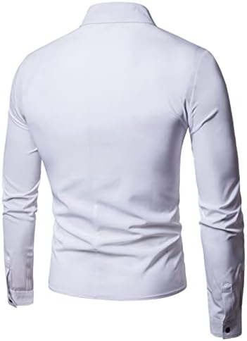 Мъжки Двубортные Ризи с дълъг ръкав, Приталенные Ежедневни Ризи с копчета с Отложным яка, Вечерна Рокля, Риза, Топ (White, X-Large)